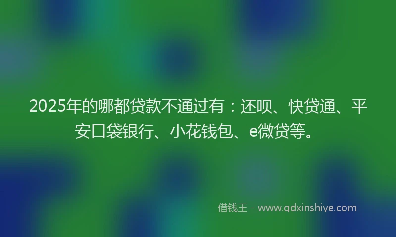 2025年的哪都贷款不通过有：还呗、快贷通、平安口袋银行、小花钱包、e微贷等。