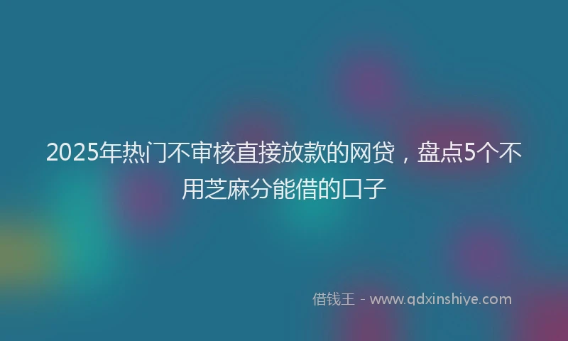 2025年热门不审核直接放款的网贷，盘点5个不用芝麻分能借的口子