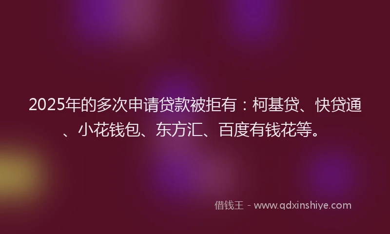 2025年的多次申请贷款被拒有：柯基贷、快贷通、小花钱包、东方汇、百度有钱花等。