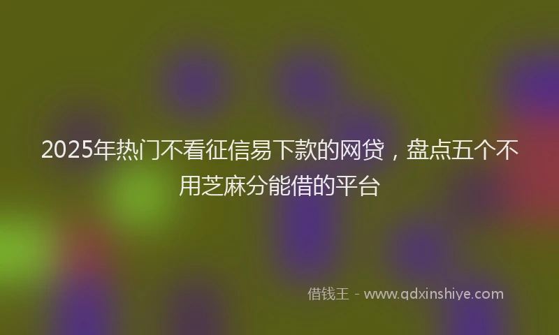 2025年热门不看征信易下款的网贷，盘点五个不用芝麻分能借的平台