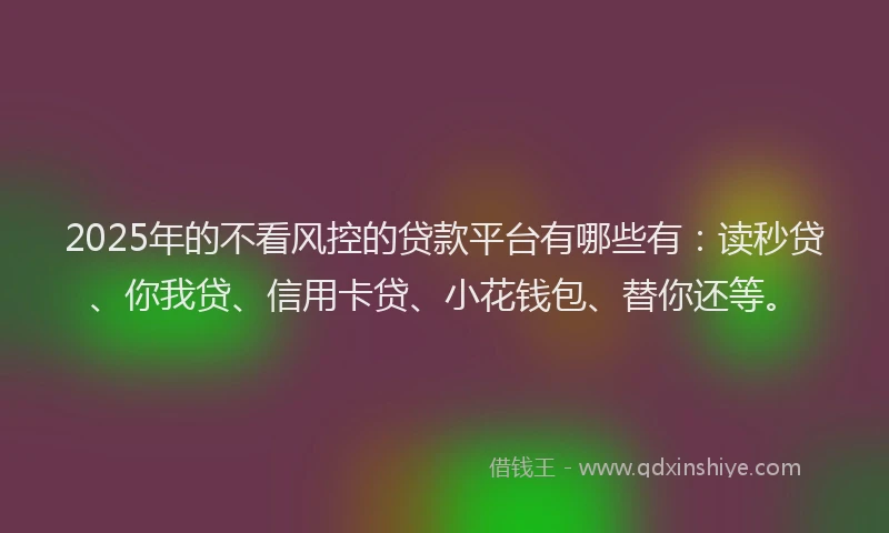 2025年的不看风控的贷款平台有哪些有：读秒贷、你我贷、信用卡贷、小花钱包、替你还等。