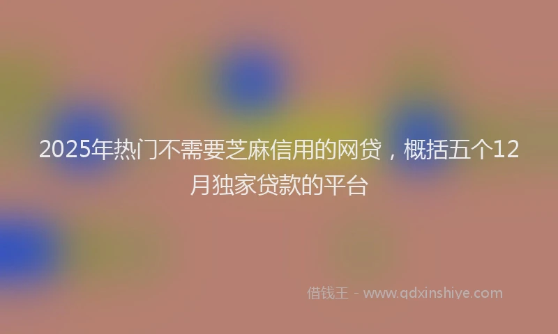 2025年热门不需要芝麻信用的网贷，概括五个12月独家贷款的平台