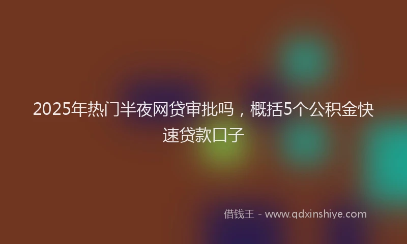 2025年热门半夜网贷审批吗，概括5个公积金快速贷款口子