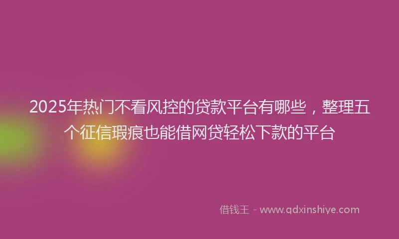 2025年热门不看风控的贷款平台有哪些，整理五个征信瑕疵也能借网贷轻松下款的平台