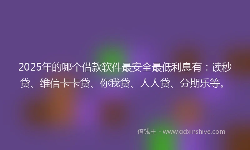 2025年的哪个借款软件最安全最低利息有：读秒贷、维信卡卡贷、你我贷、人人贷、分期乐等。