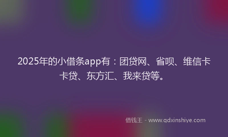 2025年的小借条app有：团贷网、省呗、维信卡卡贷、东方汇、我来贷等。