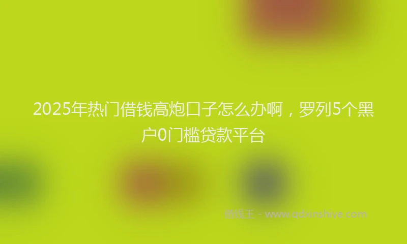 2025年热门借钱高炮口子怎么办啊，罗列5个黑户0门槛贷款平台