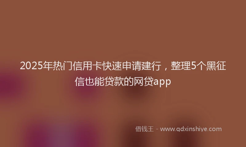 2025年热门信用卡快速申请建行，整理5个黑征信也能贷款的网贷app