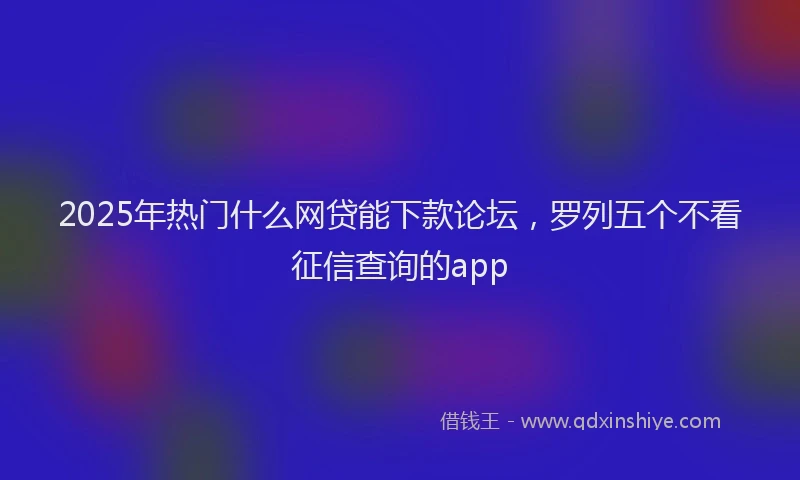 2025年热门什么网贷能下款论坛，罗列五个不看征信查询的app