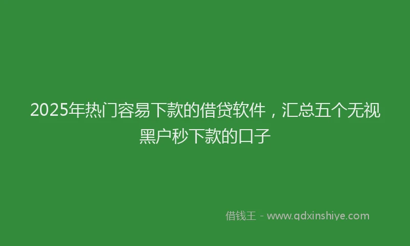 2025年热门容易下款的借贷软件，汇总五个无视黑户秒下款的口子