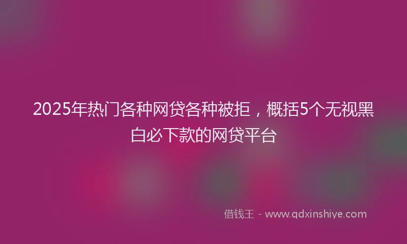 2025年热门各种网贷各种被拒，概括5个无视黑白必下款的网贷平台