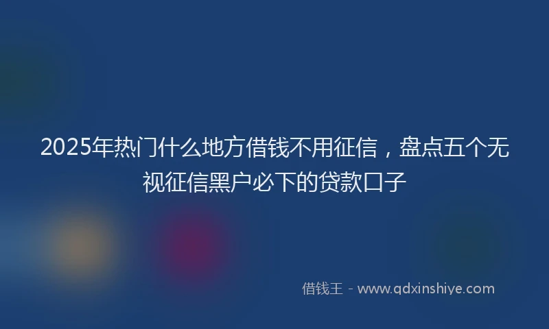 2025年热门什么地方借钱不用征信，盘点五个无视征信黑户必下的贷款口子