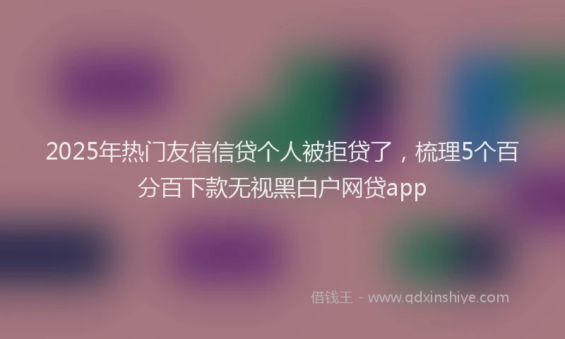 2025年热门友信信贷个人被拒贷了，梳理5个百分百下款无视黑白户网贷app