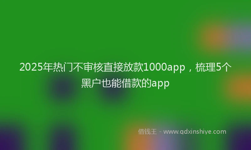 2025年热门不审核直接放款1000app，梳理5个黑户也能借款的app