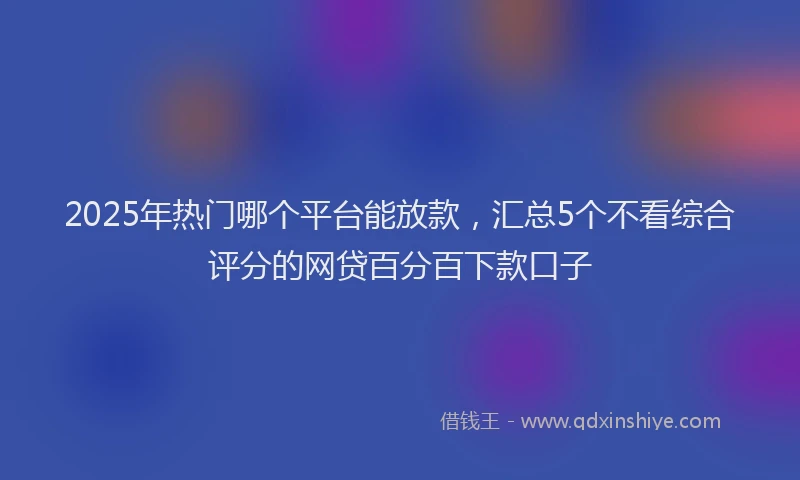 2025年热门哪个平台能放款，汇总5个不看综合评分的网贷百分百下款口子