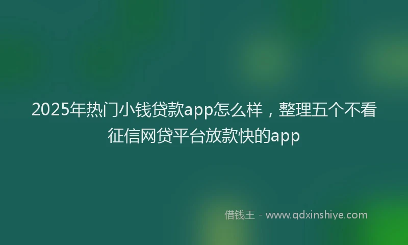 2025年热门小钱贷款app怎么样，整理五个不看征信网贷平台放款快的app