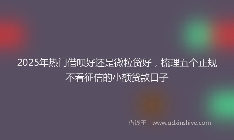 2025年热门借呗好还是微粒贷好，梳理五个正规不看征信的小额贷款口子