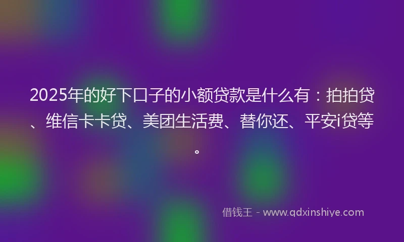 2025年的好下口子的小额贷款是什么有：拍拍贷、维信卡卡贷、美团生活费、替你还、平安i贷等。