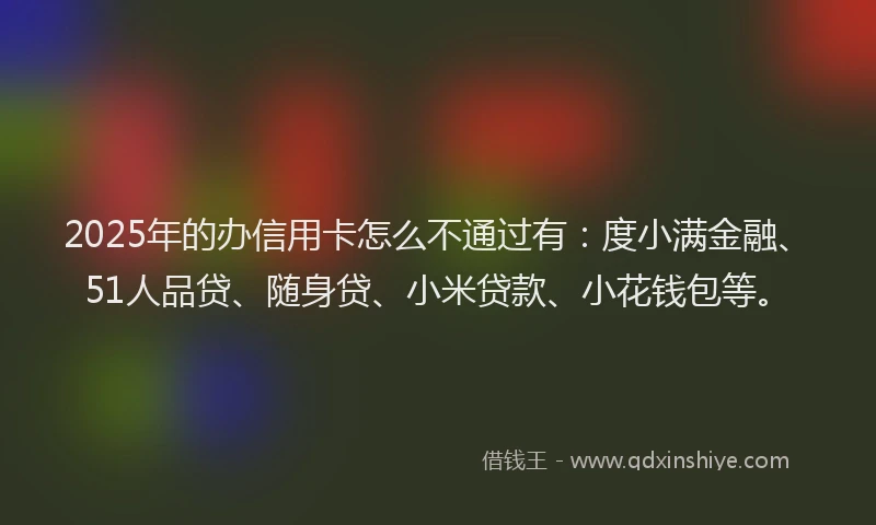 2025年的办信用卡怎么不通过有：度小满金融、51人品贷、随身贷、小米贷款、小花钱包等。