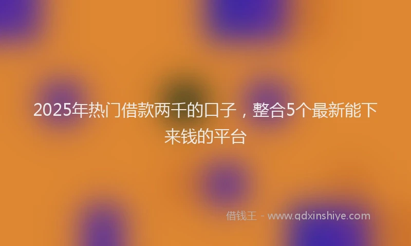 2025年热门借款两千的口子，整合5个最新能下来钱的平台