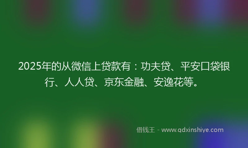 2025年的从微信上贷款有：功夫贷、平安口袋银行、人人贷、京东金融、安逸花等。