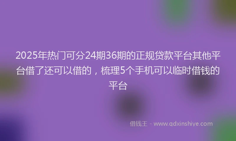 2025年热门可分24期36期的正规贷款平台其他平台借了还可以借的，梳理5个手机可以临时借钱的平台