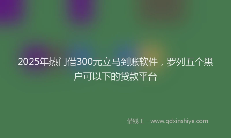 2025年热门借300元立马到账软件，罗列五个黑户可以下的贷款平台