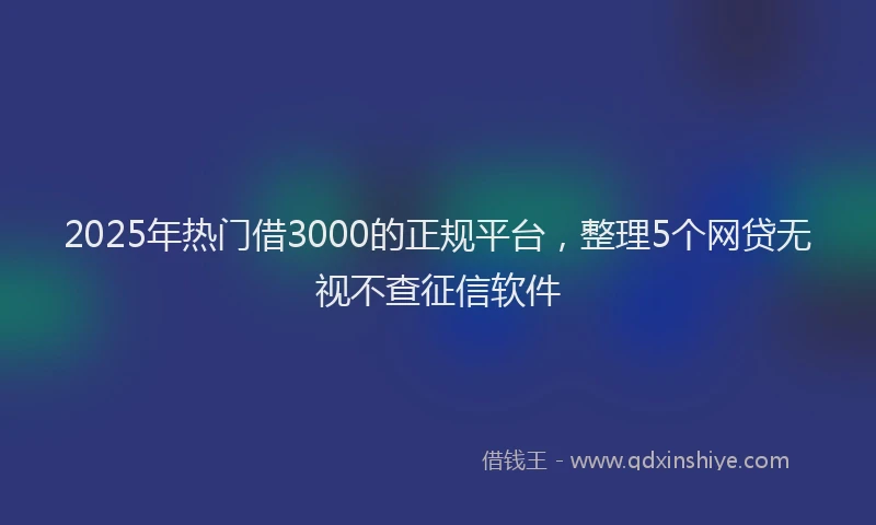 2025年热门借3000的正规平台，整理5个网贷无视不查征信软件