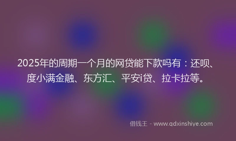 2025年的周期一个月的网贷能下款吗有：还呗、度小满金融、东方汇、平安i贷、拉卡拉等。