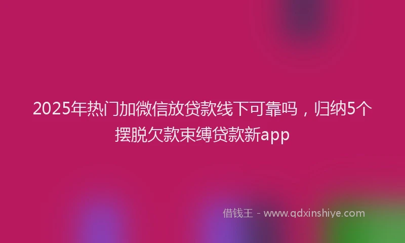 2025年热门加微信放贷款线下可靠吗，归纳5个摆脱欠款束缚贷款新app