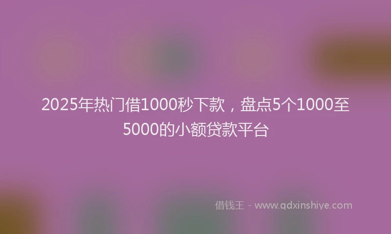 2025年热门借1000秒下款，盘点5个1000至5000的小额贷款平台