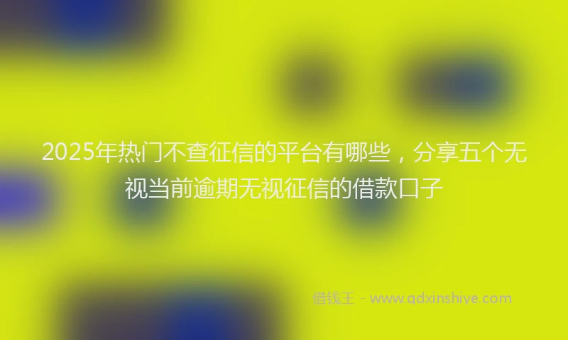 2025年热门不查征信的平台有哪些，分享五个无视当前逾期无视征信的借款口子
