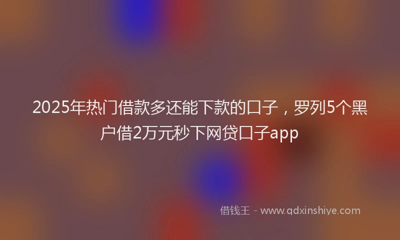 2025年热门借款多还能下款的口子，罗列5个黑户借2万元秒下网贷口子app
