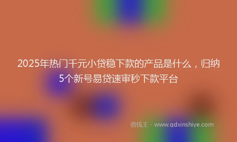 2025年热门千元小贷稳下款的产品是什么，归纳5个新号易贷速审秒下款平台
