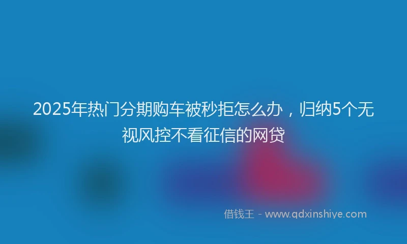 2025年热门分期购车被秒拒怎么办，归纳5个无视风控不看征信的网贷