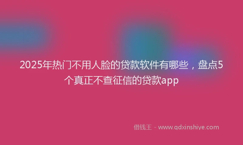 2025年热门不用人脸的贷款软件有哪些，盘点5个真正不查征信的贷款app