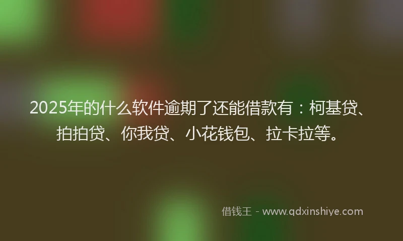 2025年的什么软件逾期了还能借款有：柯基贷、拍拍贷、你我贷、小花钱包、拉卡拉等。