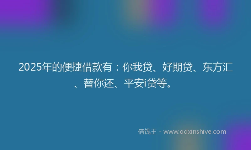 2025年的便捷借款有：你我贷、好期贷、东方汇、替你还、平安i贷等。