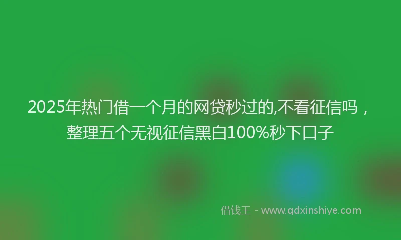 2025年热门借一个月的网贷秒过的,不看征信吗，整理五个无视征信黑白100%秒下口子