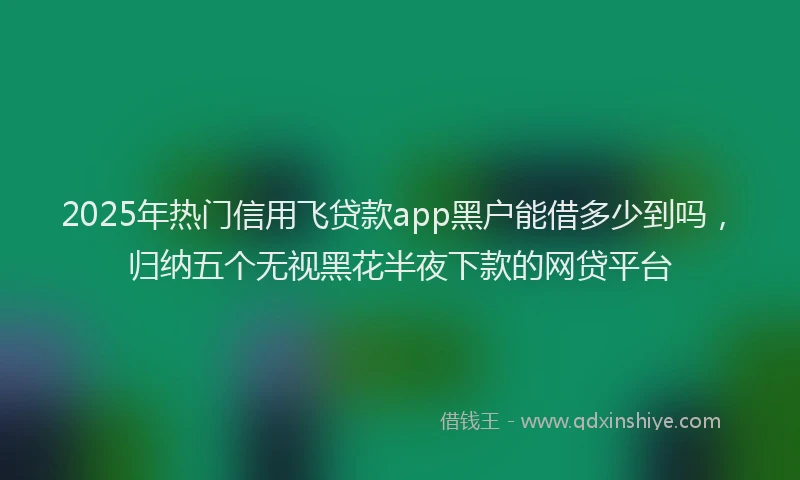 2025年热门信用飞贷款app黑户能借多少到吗，归纳五个无视黑花半夜下款的网贷平台
