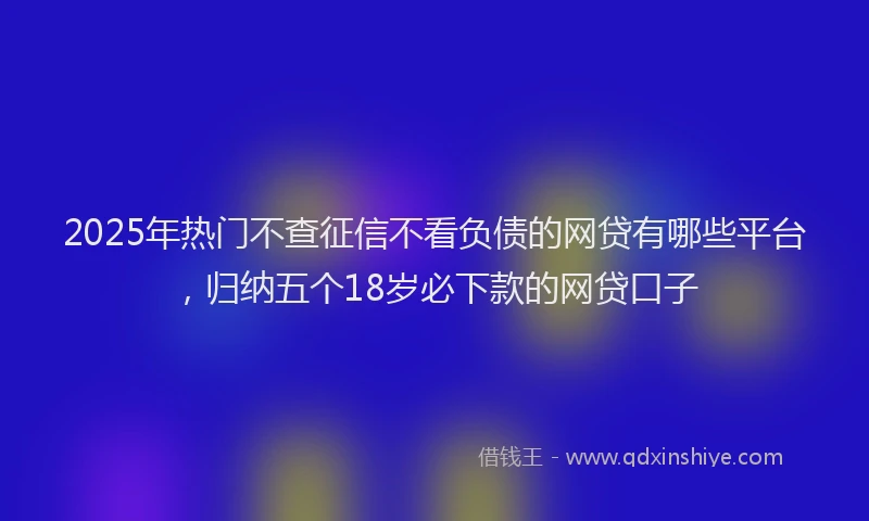 2025年热门不查征信不看负债的网贷有哪些平台，归纳五个18岁必下款的网贷口子