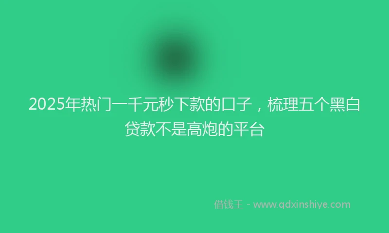 2025年热门一千元秒下款的口子，梳理五个黑白贷款不是高炮的平台