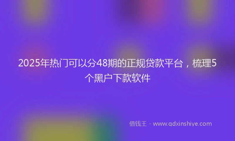 2025年热门可以分48期的正规贷款平台，梳理5个黑户下款软件