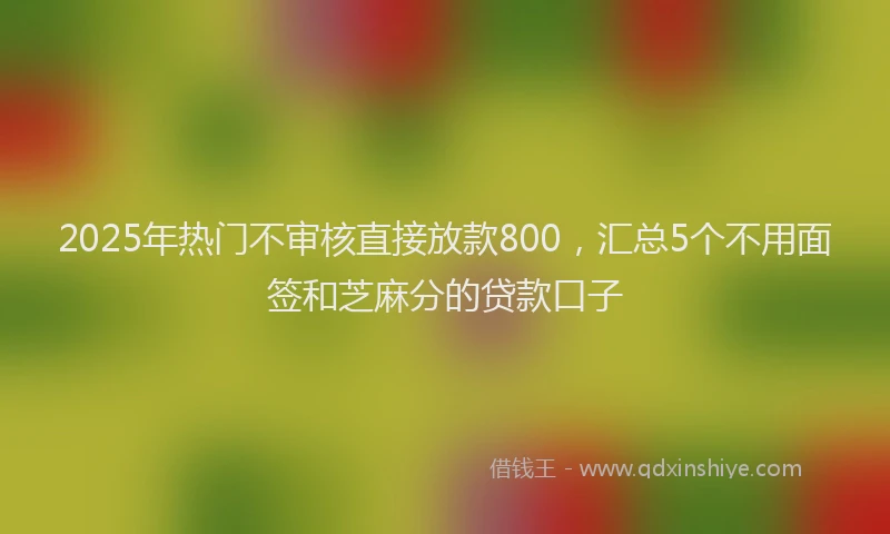 2025年热门不审核直接放款800，汇总5个不用面签和芝麻分的贷款口子