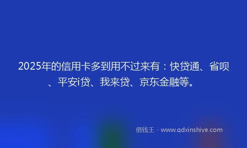 2025年的信用卡多到用不过来有：快贷通、省呗、平安i贷、我来贷、京东金融等。