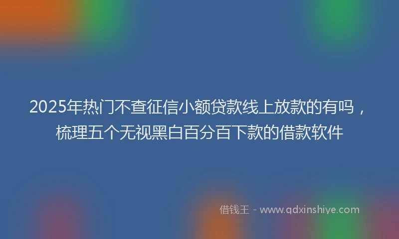 2025年热门不查征信小额贷款线上放款的有吗，梳理五个无视黑白百分百下款的借款软件