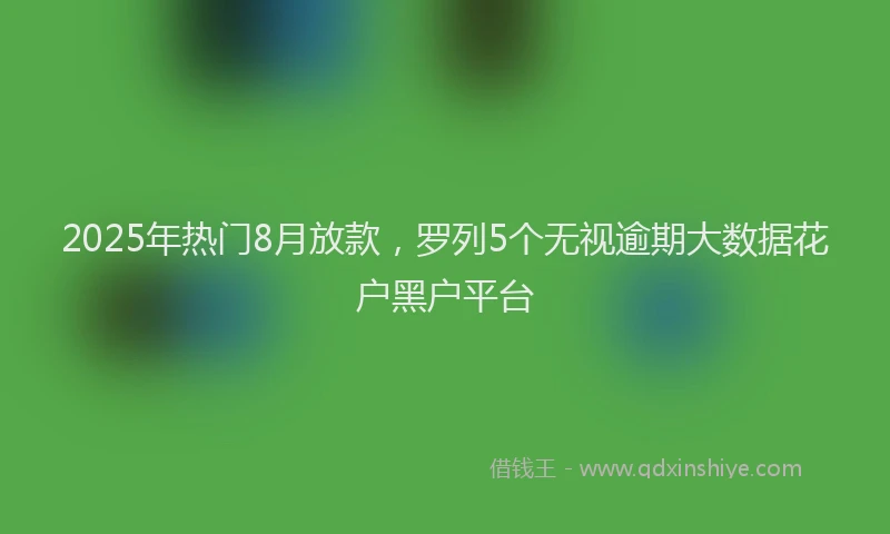 2025年热门8月放款，罗列5个无视逾期大数据花户黑户平台