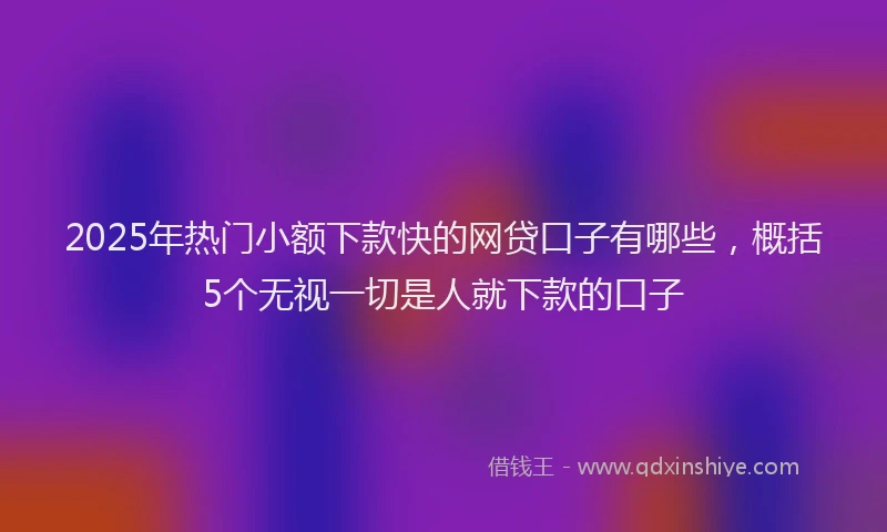 2025年热门小额下款快的网贷口子有哪些，概括5个无视一切是人就下款的口子