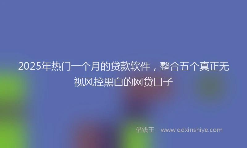 2025年热门一个月的贷款软件，整合五个真正无视风控黑白的网贷口子