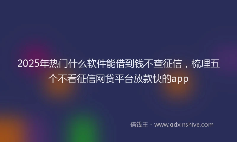 2025年热门什么软件能借到钱不查征信，梳理五个不看征信网贷平台放款快的app